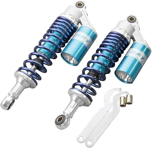 Hegeiisy 340mm 13.38 pulgada 7mm primavera Amortiguador de aire universal para motocicleta, suspensión trasera, ATV, quad, scooter, bici de la suciedad para 50cc 75cc 90cc 125cc 150cc 250cc 300cc Azul