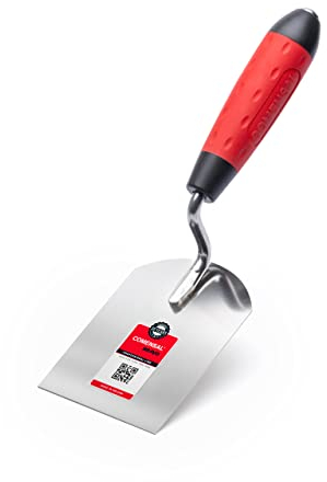 COMENSAL Maurerkelle 80 mm - Gipserspachtel - Stukkateurkelle - Edelstahl Rostfreie - Gipserkelle - Rutschfestes Softgriff - Made in EU