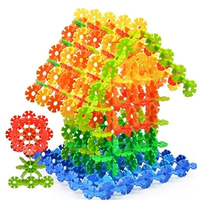 Tokaneit 200 Stück Schneeflocken-Bausteine, Kinder-Bausteine, Steckbausteine, Konstruktionssteckspiel mit farbigen Kunststoffelementen, Tolles Lernspielzeug für Jungen und Mädchen