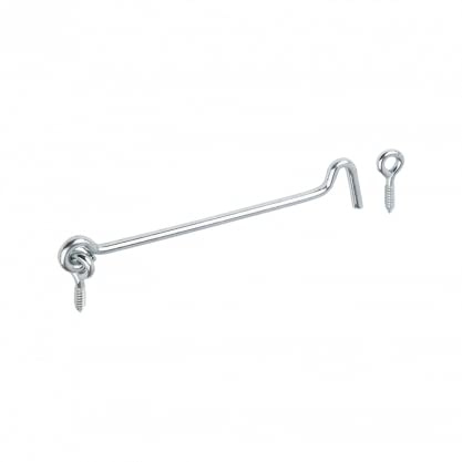 BRESKO Sturmhaken mit Öse Fensterhaken Torhaken Windhaken Türhaken Haken Fenstersicherung (Silber, 140 mm - 4 Stück)