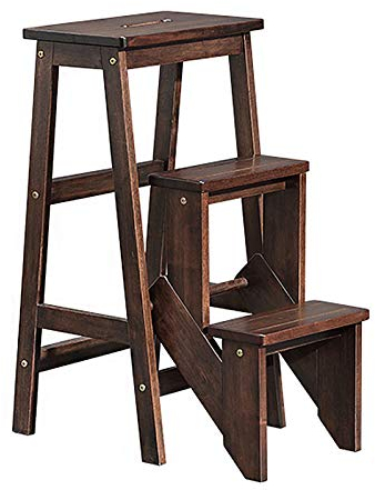 OURECO Escabeau Escabeau Escabeau 3 Marches Tabouret En Bois Léger Escabeau Pliant Pour Cuisine Bibliothèque Marches Plantes Multi-Usages Intérieur