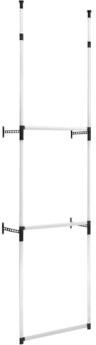 vidaXL Sistema de Armario Telescópico con Barras Estante Almacenamiento Organizador Ropa Perchero Colgante Habitación Dormitorio de Aluminio