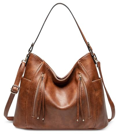 FORRICA Mode Femmes Sacs à Main Grande Sacs à Bandoulière Vintage Sac Fourre-Tout pour Dames PU Cuir avec Sangle D'épaule Détachable pour Voyage Fête Shopping Travail Brun