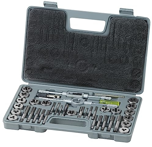 VEVOR Coffret Tarauds et Filières 40 Pièces Kit de Taraudage et Filetage SAE NC/NF/NPT en Acier Résistant Mallette de Transport Outils pour Tarauder et Fileter Construction Réparation Auto Plomberie