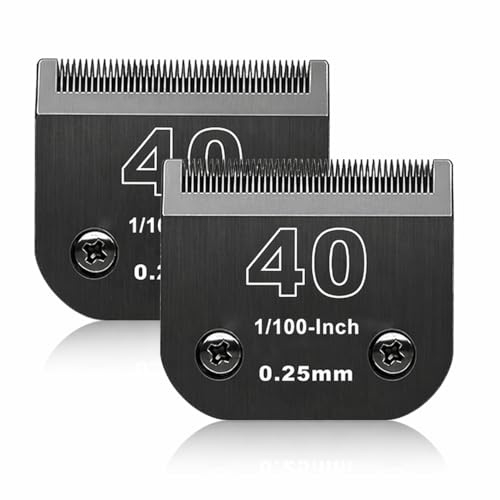 Ersatzklinge für Hundepflege, Kompatibel mit Heiniger/MOSER Max45 /Andis/Oster A5/Wahl 10KM Series Hundeschermaschine, Größe 40 1/100 (0,25mm) Schnittlänge, 2 Stück Schwarz