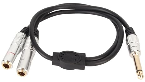 1/4-Zoll-Stereo-Splitter-Y-Kabel, 6,35-mm-Mono-Stecker auf Zwei 6,35-mm-Buchsen. Kabel, Teilt eine Stereoanlage in Zwei Stereoanlagen, 6,35-mm-Mono-Stecker auf Zwei 6,35-mm-Buchsen