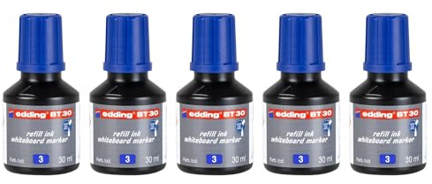 EDDING Set mit 5 Fläschchen für 30 ml Tinte Blau BT 30 für Whiteboard-Marker