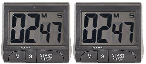2 Stück Digital Timer, Magnetische Timer Uhr, Kurzzeitmesser, Quadratische Küchenuhr, Countdown Timer mit Großer Digitalanzeige Küchenwecker Zeitmesser Küche Kurzzeitwecker für Büro Arbeitszimmer
