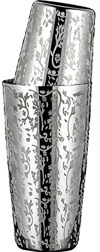 Shaker à Cocktail en Acier Inoxydable Boston Shaker en étain avec Motif gravé Martini Boisson Shaker Professionnel