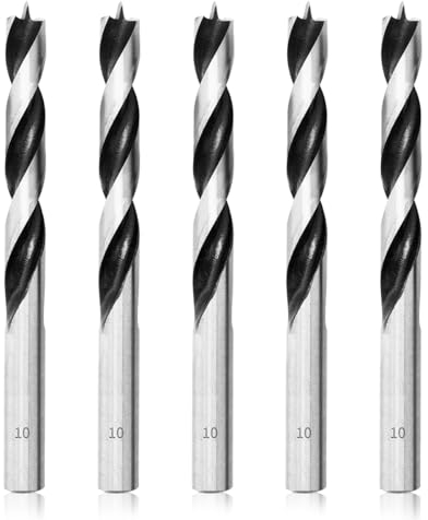 Meccion Forets à Bois Hélicoïdaux 10mm 5 Pièces Mèche pour Bois Professional Foret Brad Point pour Bois