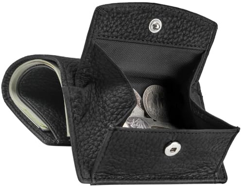 Karmiir RFID Small Leather Wallet for Women with Coin Pouch Compact Trifold Mini Pocket Wallet with Cash Slot and Card Holders, Black, Mini, Compact and Cute