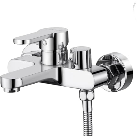 Jevuoyee Rubinetto per Vasca da Bagno, Miscelatore Monocomando, Montaggio a Parete, 1/2, Uscita Doccia e Vasca da Bagno, Cromato per Doccia e Vasca (Argento)