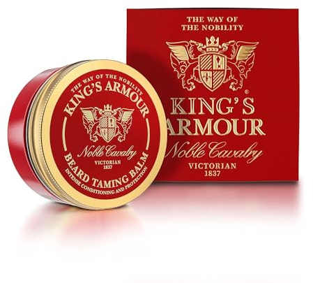 King’s Armour Bartbalsam (50 ml) – Stylt, stärkt, macht weich und pflegt Bärte und Schnurrbärte – Natürlicher Bartbalsam für Männer mit Argan-, Jojoba- und Süßmandelöl