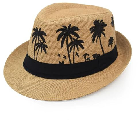 FULUJIDI Fedora Trilby Filzhut Hut Strohhüte Männer Frauen Im Freien Atmungsaktiv Tropischer Urlaub Strand Jazz Top Fedora Hut Panama Cap Khaki