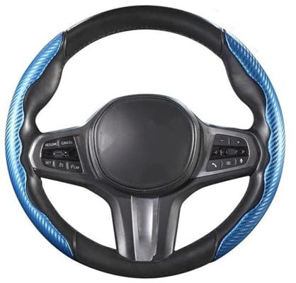 MASHRGX Lenkradbezug Lenkradbezug Fürs Auto Carbonfaser rutschfest Kartenbezug Griffbezug Typ D Sportlenkrad 38 cm Lenkrad Bezug(Schwarz)