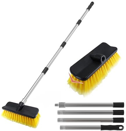 YULOOSI Spazzola per lavaggio auto con manico lungo, 165 cm, spazzola morbida per lavaggio auto, camper, barca, pannelli solari, rivestimenti di casa, neve, pavimenti