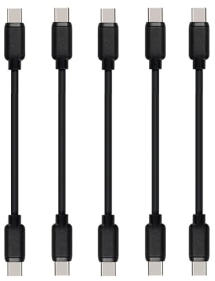 JuSoFU Cables USB C-C de 4 pulgadas, paquete de 5, para iPhone 16/15/Pro, iPad de 10ª generación, iPad Mini 6ª, iPad Air 4ª/5ª, Samsung Galaxy S24/S23/S22/S21/S20/S10/S9/S8, tabletas, etc. (negro, 4