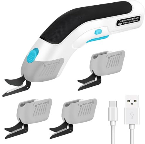 LabTEC Cordless Electric Cutter Electric Scissors with 4 Cutting Blades with Safety Lock for Cutting Cardboard Leather Carpet Potted Plant