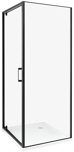 Cabina de ducha cuadrada de vidrio templado una puerta negro 70 x 70 x 185 cm Darli