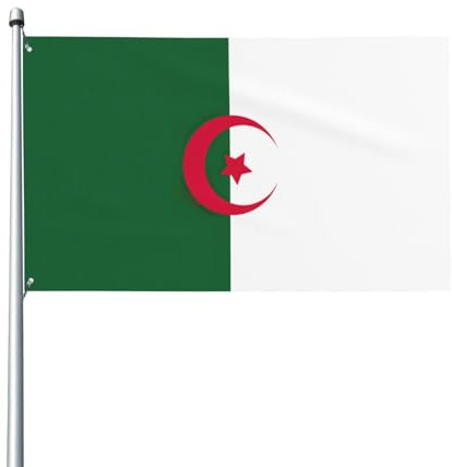 Drapeau de l'Algérie imprimé sur un seul côté extérieur, pavillon de jardin pour décoration de jardin 89 x 152 cm