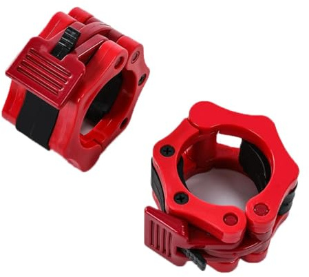 ZEACCT Olympic Barbell Locking Clamps - 2-Piece ABS Weightlifting Clips for Secure Bar Locking, Durable Fitness Training Accessories, Compatible with Standard Weight Plates (Red)