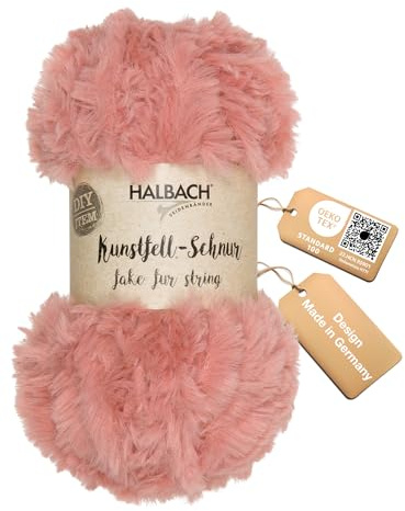 Halbach Seidenbänder Lana suave para tejer, ovillo de 50 g, ancho: 1 cm, hilo de piel sintética para manualidades, color: rosa