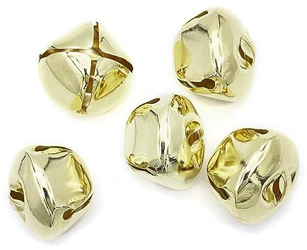 Blausky 50 Stück Metallglöckchen Metall Schellen mit Öse,Anhänger Glocke Weihnachten Glöckchen zum Basteln für DIY Schmuck Festival Dekoration Geschenkverpackun Haustier Glocken,Gelb,12mm