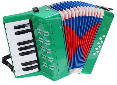 QUARKZMAN Akkordeon 17 Tasten 8 Bassknopf Ziehharmonika Spielzeug Mini Musikinstrument Leicht für Erwachsene Anfänger Bildung, Grün