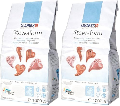 GLOREX 6 2606 500 - Stewaform Gießmasse, weiß, 1000 g, universell einsetzbar, lufttrocknend, bemalbar (Packung mit 2)