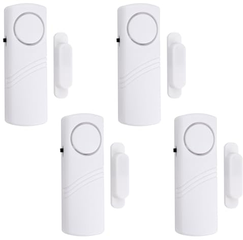 4 Stück drahtlose Tür- und Fensteralarme - 90dB Sicherheitssensoren für Kindersicherheit, Einbruchschreck, Heim/Büro DIY Installation (Weiß)