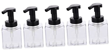 WESIEVYA Dispensador De Jabón 250ml con Bomba Transparente Botellas Cuadradas Pet 5 Piezas Adecuado para Champú y Gel De Ducha Uso Familiar y Hotelero Material Reutilizable