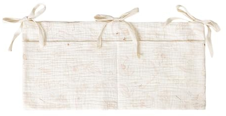 Uqezagpa Bolsa organizadora de algodón transpirable con compartimentos espaciosos que se fija de forma segura a las barandillas de la cuna Baby Essential