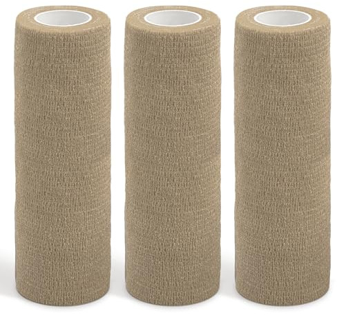 Selbstklebender Verband 3Rollen 15cmx4.5m Groß Pflaster Rolle Verbandsmaterial Elastische Binde Bandage Fixierbinde Haftbandage Selbstklebend für Sport und Erste Hilfe Vet Wrap Hund Pferde(Hautfarbe)
