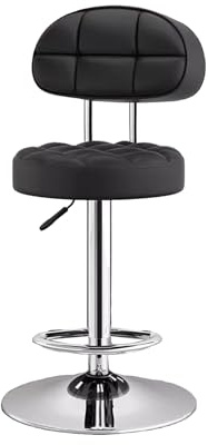 Taburete de escritorio de pie de altura ajustable de 24 a 32 pulgadas, silla de montar de piel sintética con soporte de espalda y reposapiés, chasis estable para oficina, salón, restaurante y hogar