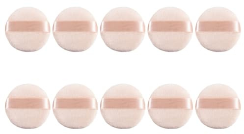 EPIGEIST Lot de 10 Houppettes de Poudre Naturelles en Éponge Douce et Confortable pour Maquillage du Visage, Accessoires pour Femmes et Filles