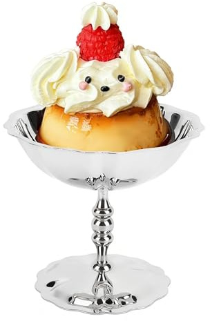 Buachois Taza de Helado de Acero Inoxidable, Reutilizable Copa de Ensaladas Batido de Leche Servir Postres Vaso de Aperitivos de Postre Tazón Copa Alta de Bar para Frutas Ensaladas Yogur Pudín