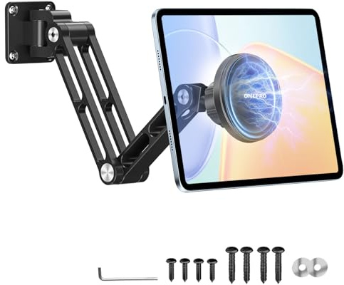 OHLPRO Magnetisk surfplattehållare, aluminium surfplattehållare, vägg vridbar med 360° fog, kompatibel vägghållare för iPad Pro Air Mini, Galaxy Tab, iPhone, 4,7–13 tums enheter