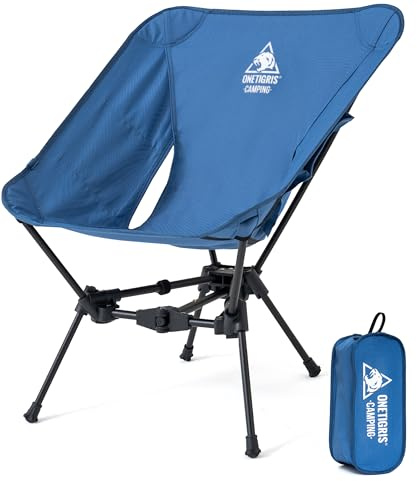 OneTigris TIGERBLADE Campingstuhl faltbar 150 kg, Klappstuhl Camping leicht Dreiecksrahmen, Faltstuhl Ultraleicht, mit 2 Seitentaschen für Outdoor, Wandern
