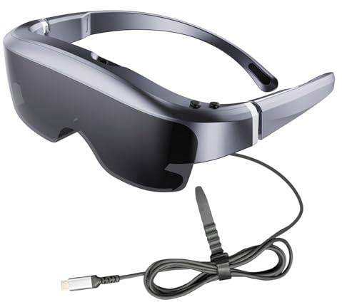 Vikye VR-Glasögon, 400-tums 1080P OLED-skärm, 3D-filmer och Smarta Glasögon med Inbyggda Dubbla Högtalare, 600° Justering Av Närsynthet