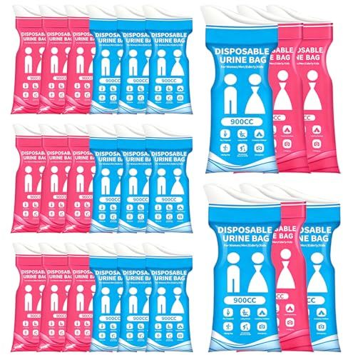 oupados Foldable Potty Bags, 24 Pack 900CC Leakproof Urine Bags | Emergency Pee Bags, Disposable Urine Bags & Urinal Bags, Portable Wee Bags, Multifunctional Vomit Bags, Outdoor Travel