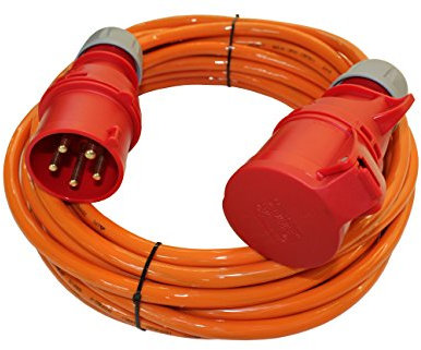 netbote24 maxgo CEE-Starkstromkabel Kraftstromkabel Verlängerungskabel Panzerkabel Pur mit Phasenwender 5P H07BQ-F 5x2,5mm² 400V 32A Stecker Flexibles für Außenbereich IP54 25m