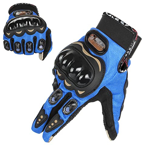 GES Männer Außenmotorbike wasserdichte Handschuhe, Motorradhandschuhe, Vollfinger, Touchscreen, Motocross -Handschuhe(M, Blau)