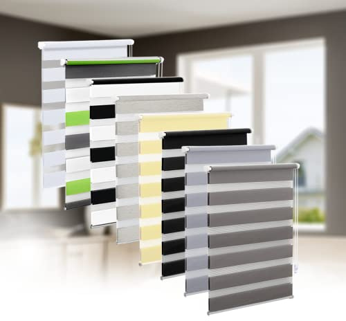 Eurohome Doppelrollo Klemmfix ohne Bohren, Duo Rollo,90cm x 150cm (Stoffbreite 86 cm) Grau Transparentes und undurchsichtiges Sichtschutz Rollo mit Klemmträgern für Fenster und Türen