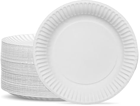G4GADGET 100 Paper Plates 23cm - 9inch Paper, Disposable, Party