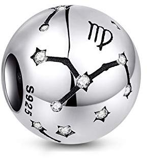 NINGAN La Vierge 12 signe du zodiaque charmes d'anniversaire - charmes en argent sterling 925 s'adapte à Bracelet & collier - cadeaux d'anniversaire merilleur pour les femmes & les amis