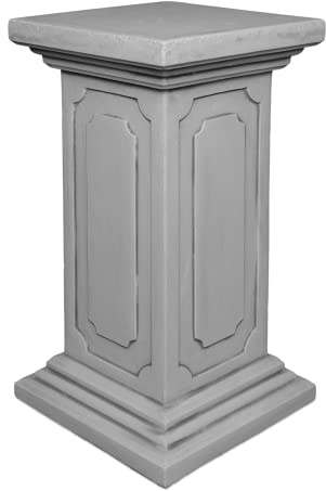gartendekoparadies.de Klassisches Podest, Steinsockel, H. 72 cm, Stellfläche 39 x 39 cm, 100 kg, Grau, frostsicher aus Steinguss für Außenbereich