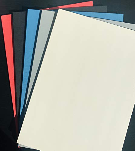 Leinenkarton-Mix 50 x Leinen-Deckblatt DIN A4 in 5 gemischten Farben (210x297mm) Leinen Einbanddeckel