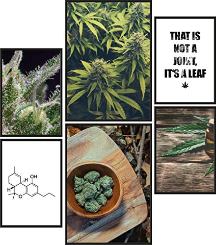 Papierschmiede® Set Mood Posters, Tableau Décoration Murale sans cadres « Cannabis » Bureau, Salon, Deco Chambre Parentale, Cuisine, 2x A4 et 4x A5, Fumée Gazon marijuana Découper