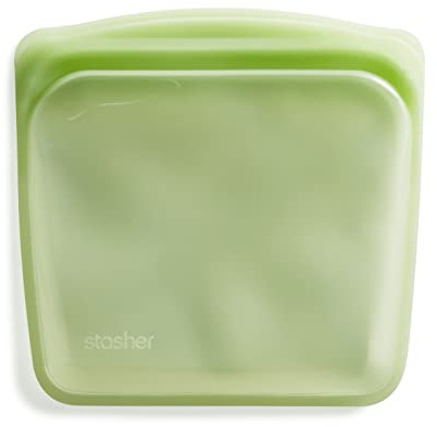 Stasher Sandwich Silikonbeutel, Gefrierbeutel, Wiederverwendbar, Grün | Frischhaltebeutel für Sandwiches, Snacks und Meal Prep; ideal für Lunchbox; Lebensmittelaufbewahrung, BPA-frei, Küche.
