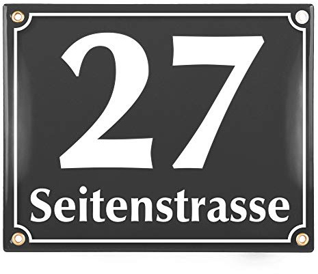 Sosenco Plaque Numéro de Maison 20x25 cm | Emaillée Personnalisée | Numéro de Rue | Panneau de Porte (Anthracite)